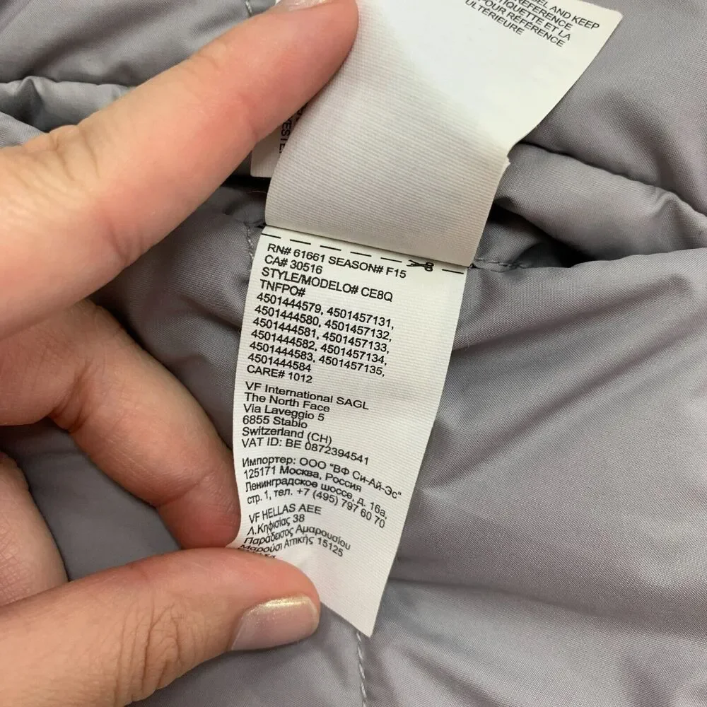 The North Face Reversible Jacket Girls Youth M Medium Aqua Grey Quilted Filled